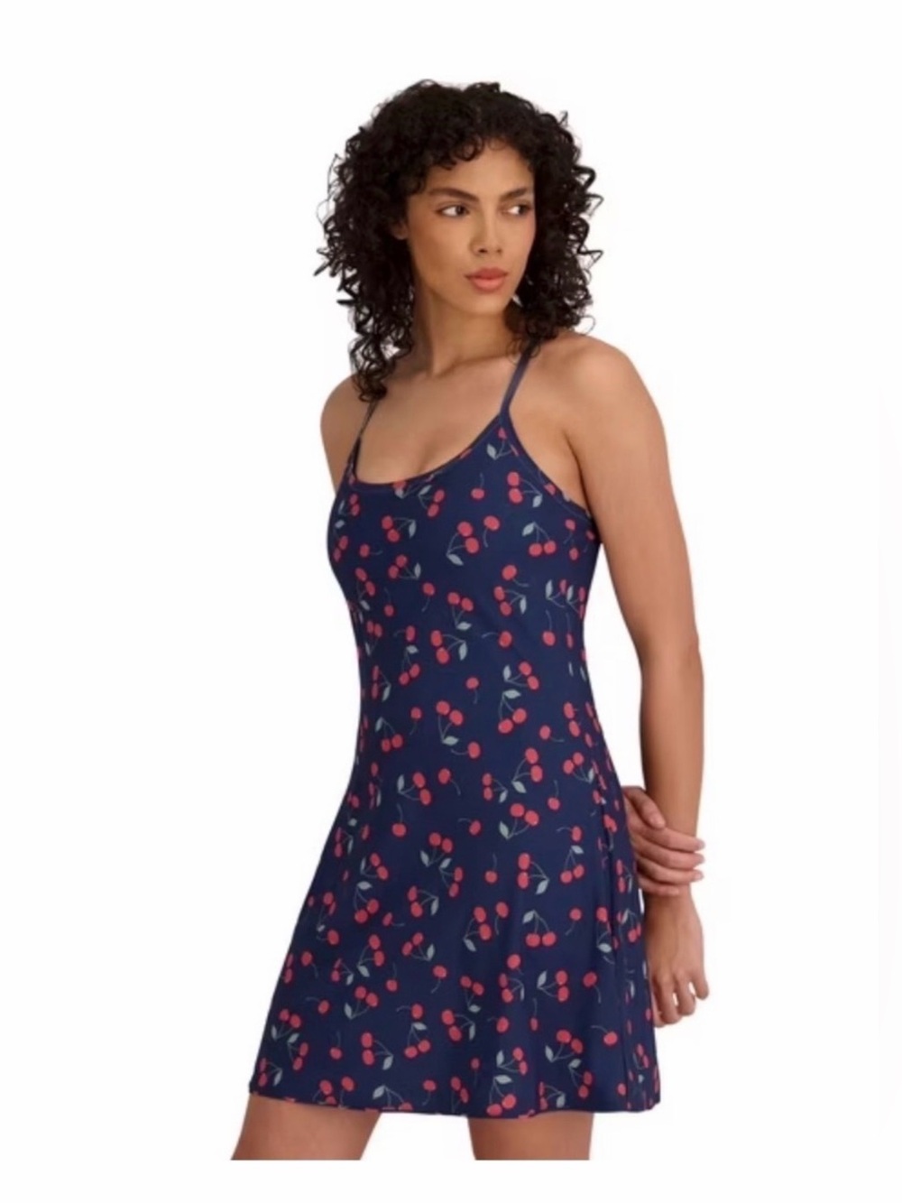 Outdoor Voices Navy Cherry-Print tennis Dress